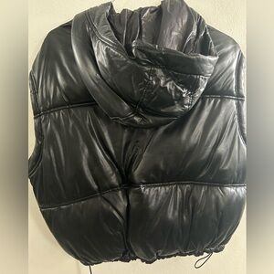 Zara Black Puffer Vest with Hood